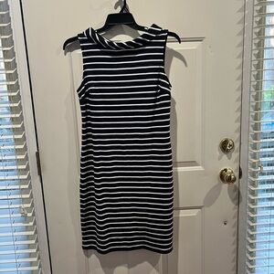 Talbots Navy and White Striped 100% Cotton Dress